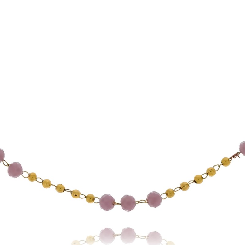 Bransoletka z wrzosowymi  koralikami  stal chirurgiczna