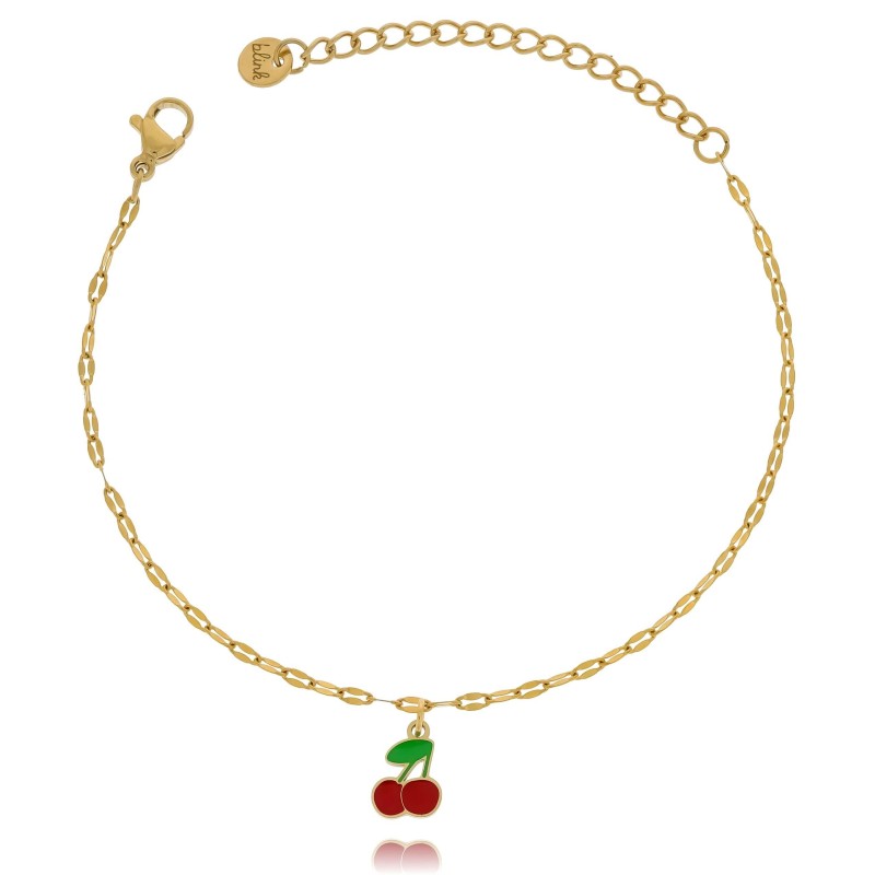 Bransoletka z zawieszką wisienka emaliowana stal chirurgiczna 316 l