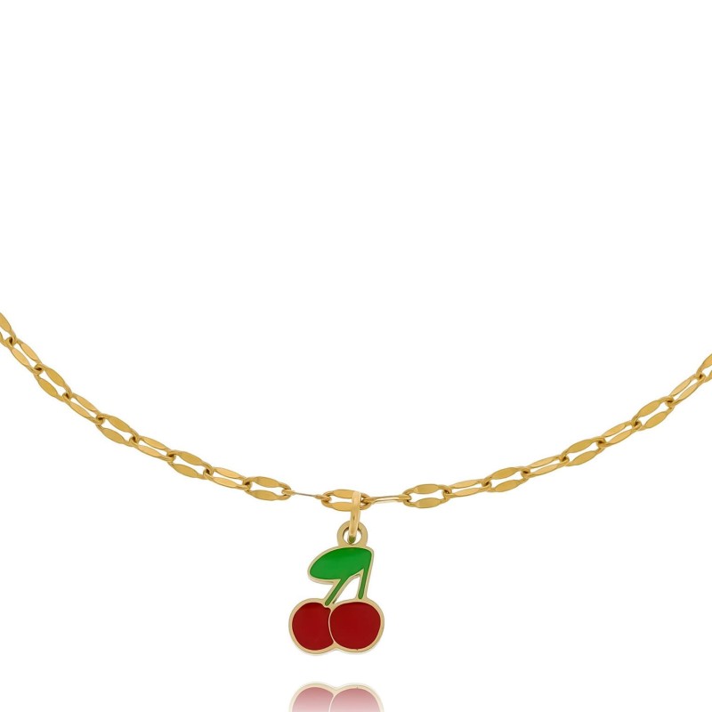 Bransoletka z zawieszką wisienka emaliowana stal chirurgiczna 316 l