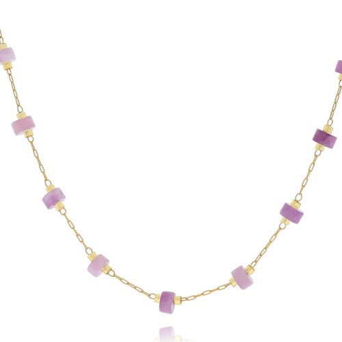 Naszyjnik z kamieniem naturalnym ametyst fioletowy kamyczki