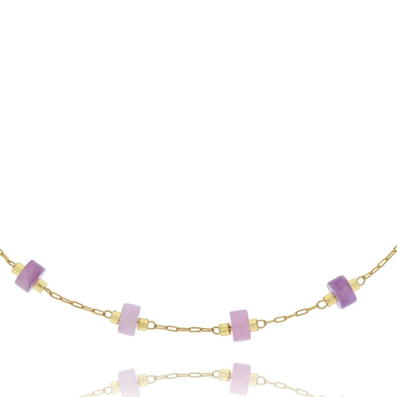 Bransoletka  kamień naturalny ametyst fioletowy stal chirurgiczna