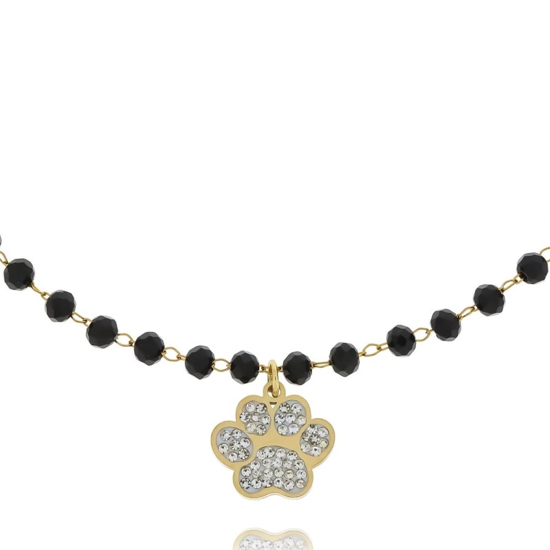 Bransoletka stal chirurgiczna psia łapka białe kryształki dla psiej mamy