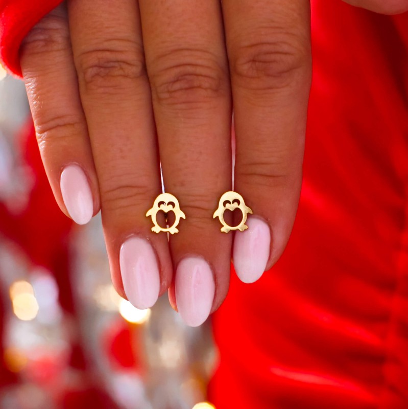 Kolczyki z pingwinkami ze stali chirurgicznej  wkrętki