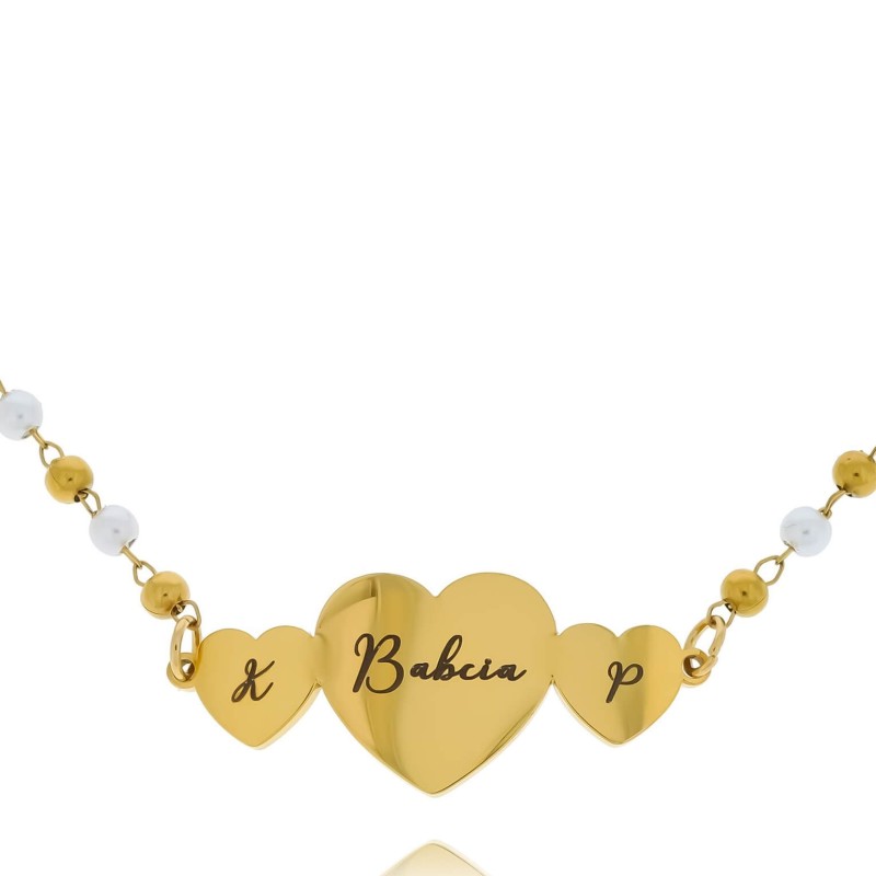 Bransoletka dla babci z grawerem i inicjałami od  wnuków z sercami