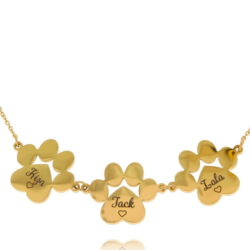 Bransoletka z grawerem dla psiej kociej mamy trzy łapki z imieniem stal