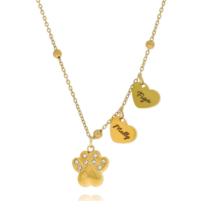 Naszyjnik ze stali z personalizowanymi zawieszkami grawer imion psia mama