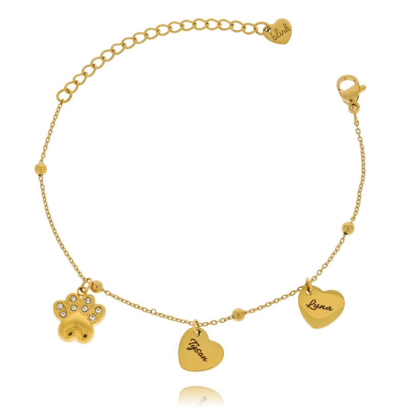 Bransoletka ze stali z personalizowanymi zawieszkami grawer imion psia mama