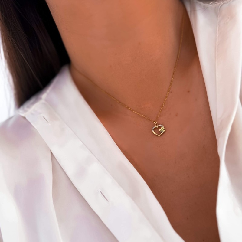 Naszyjnik psia łapka kryształki kolor złoty prezent dla psiej mamy