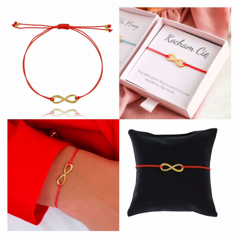 Bransoletka stal chirurgiczna czerwony sznurek nieskończoność (6).jpg