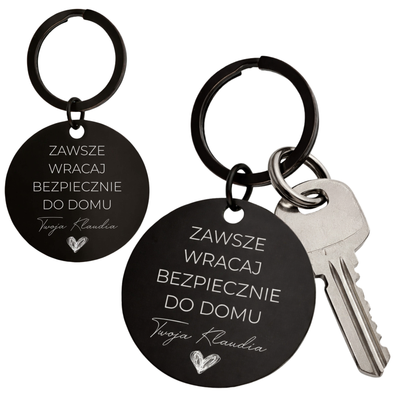 Brelok z grawerem na prezent dla chłopaka taty męża Stal czarny.png