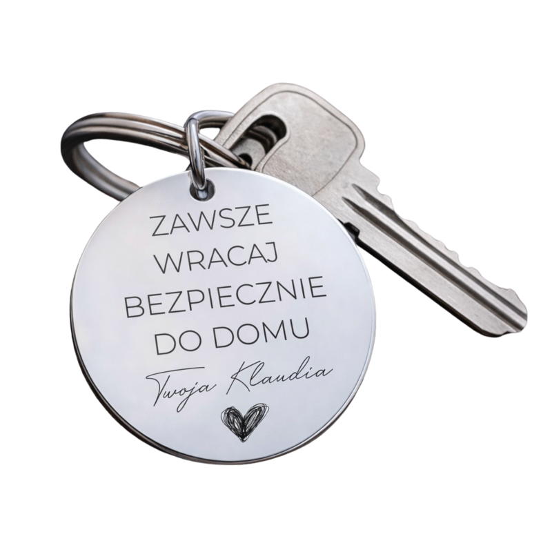 Brelok na prezent ze stali Kolor srebrny Z grawerem Personalizowany