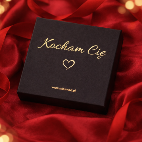 Pudełko na biżuterię Czarne na prezent Złoty Napis Kocham Cię