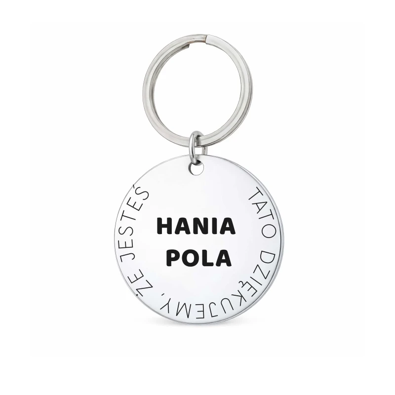 brelok z grawerem imion dzieci personalizowany brelok dla taty stal nierdzewna okrągły zawieszka imiona