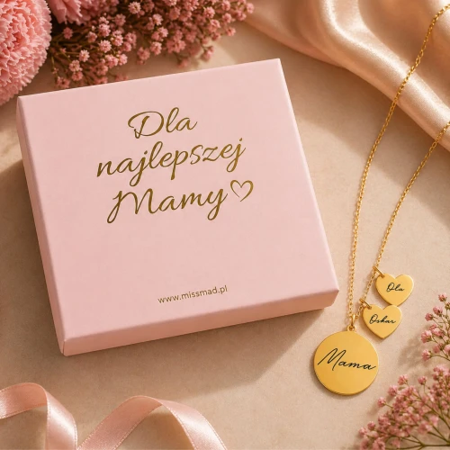 Pudełko na biżuterię Różowe na prezent Złoty Dla najlepszej Mamy